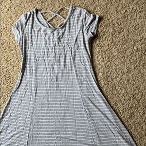 target gray and white striped t-shirt dress